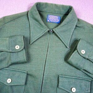 Vintage Pendleton 1/4 Zip Wool Pullover Long Sleeve Shirt Pockets Lightweight M